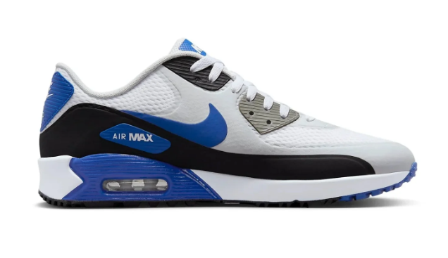 Nike Men's Air Max 90 Golf Shoes – White, Blue & Black