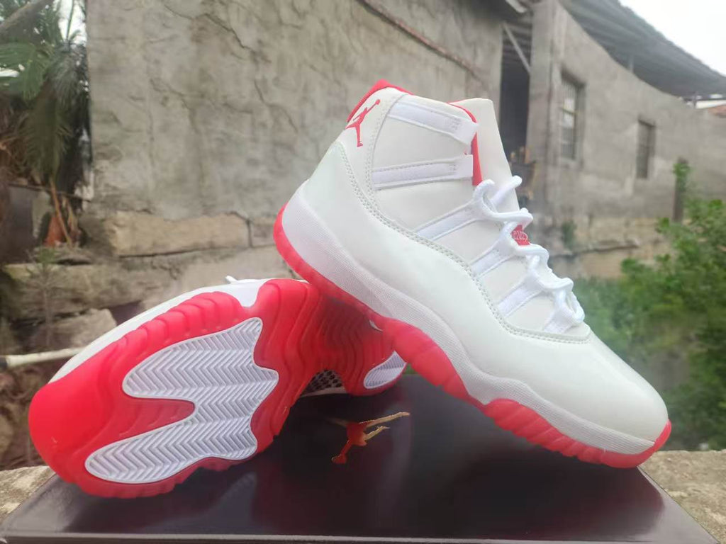 Air Jordan 11 White & Red High-Top Sneakers